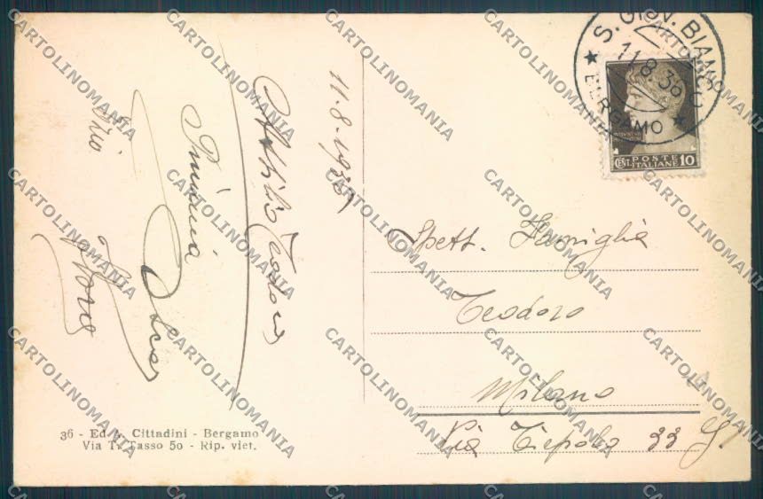 Bergamo San Giovanni Bianco cartolina LQ4115 – retro