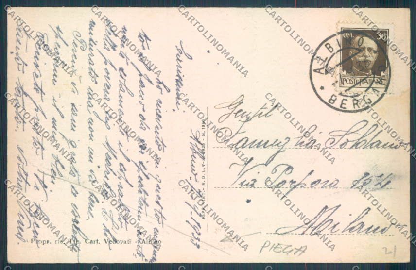Bergamo Albino PIEGA cartolina LQ4151 – retro