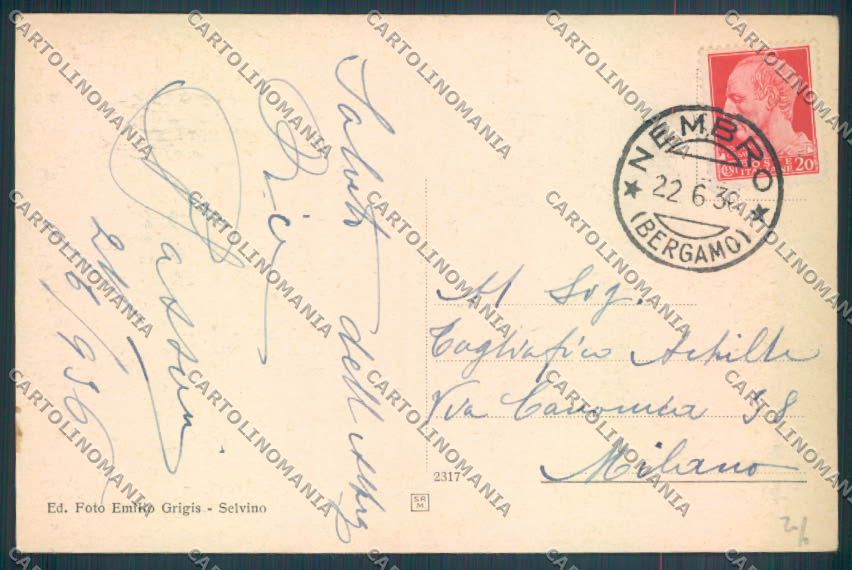 Bergamo Selvino cartolina LQ4191 – retro