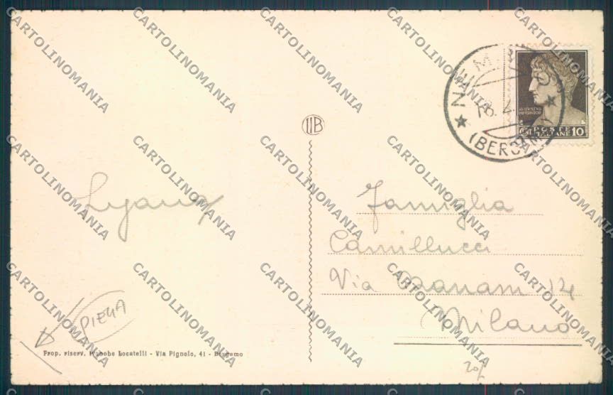Bergamo Selvino PIEGA cartolina LQ4195 – retro