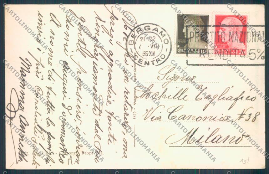 Bergamo Clusone PIEGHINA cartolina LQ4262 – retro