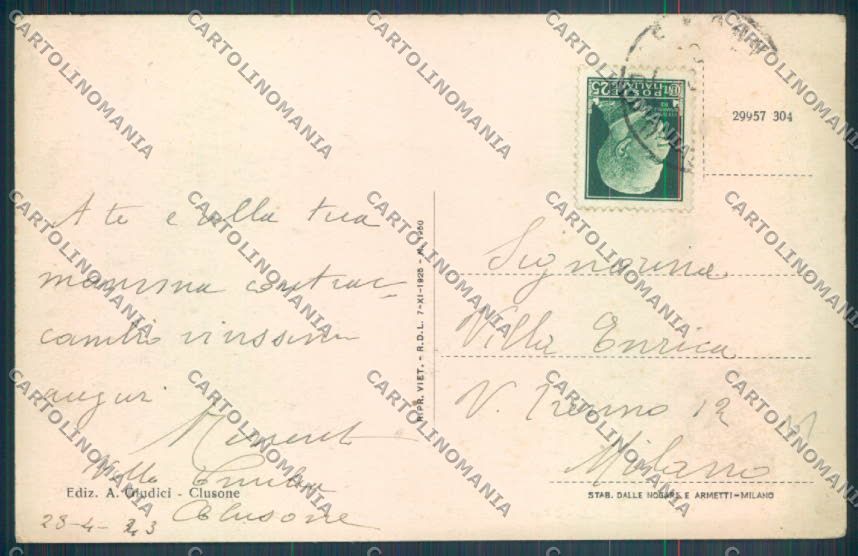 Bergamo Clusone cartolina LQ4264 – retro