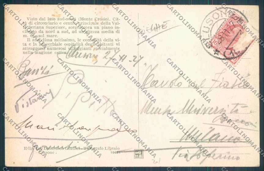 Bergamo Clusone PIEGHE cartolina LQ4274 – retro
