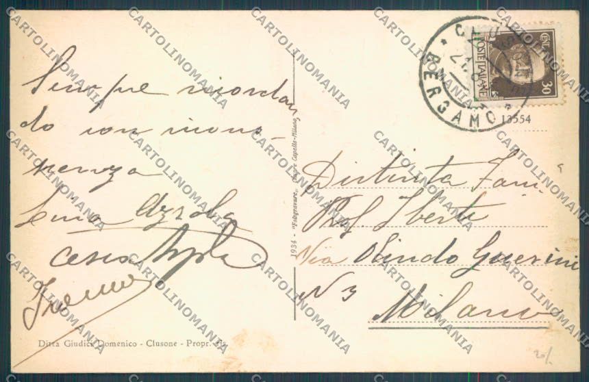 Bergamo Clusone cartolina LQ4296 – retro