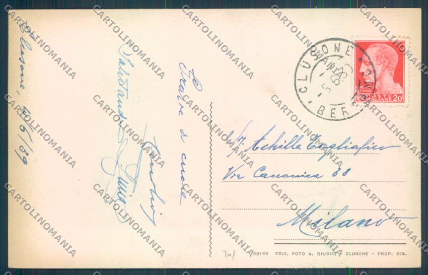 Bergamo Clusone STRAPPINO cartolina LQ4309 – retro
