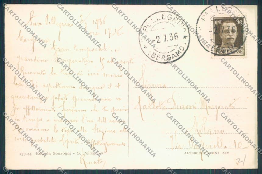 Bergamo San Pellegrino cartolina LQ4348 – retro
