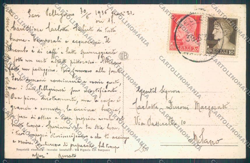 Bergamo San Pellegrino cartolina LQ4359 – retro