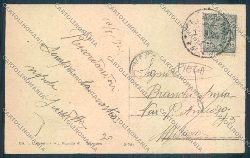 Bergamo San Pellegrino PIEGA cartolina LQ4364 – retro