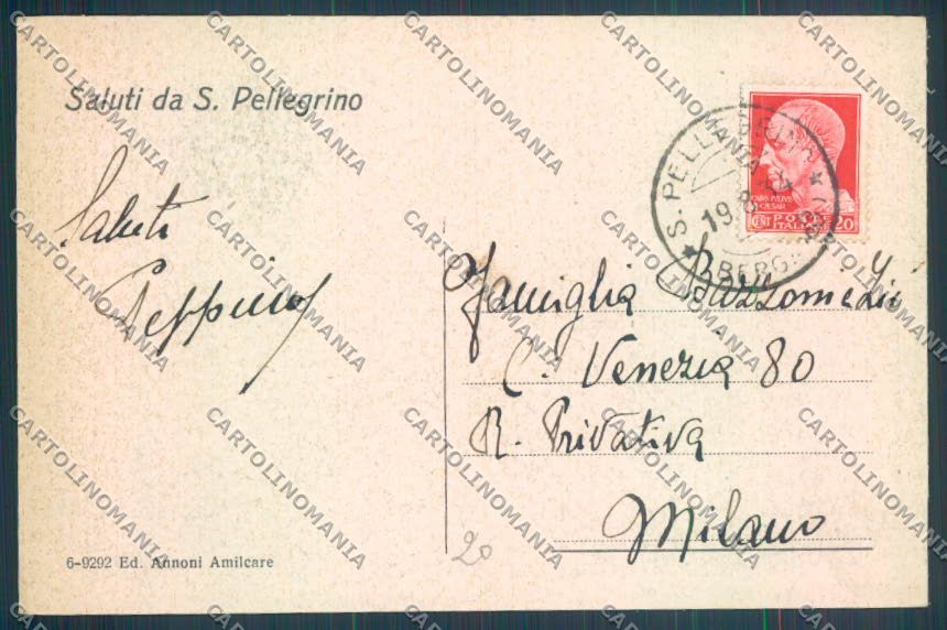 Bergamo San Pellegrino Funicolare cartolina LQ4369 – retro