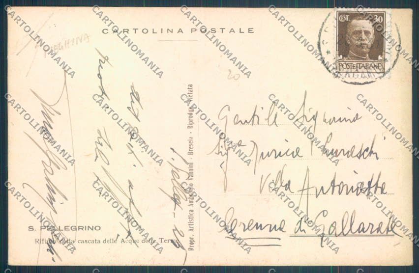 Bergamo San Pellegrino PIEGHINA cartolina LQ4373 – retro