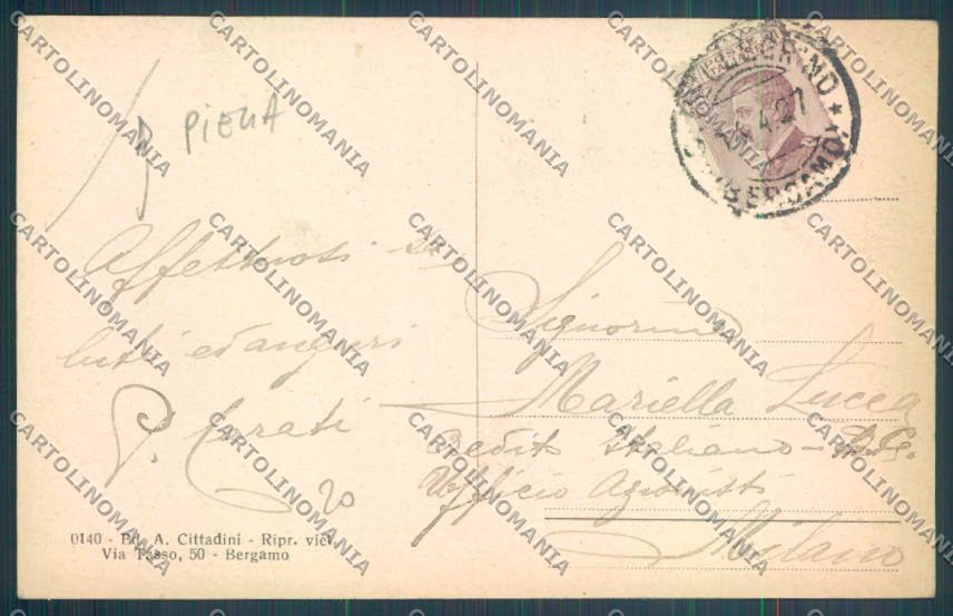 Bergamo San Pellegrino PIEGA cartolina LQ4387 – retro