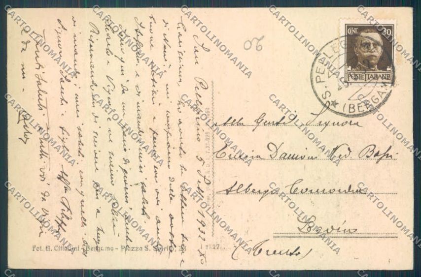 Bergamo San Pellegrino cartolina LQ4395 – retro