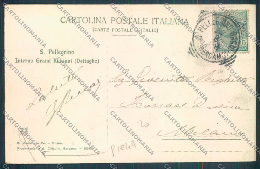 Bergamo San Pellegrino PIEGA cartolina LQ4411 – retro