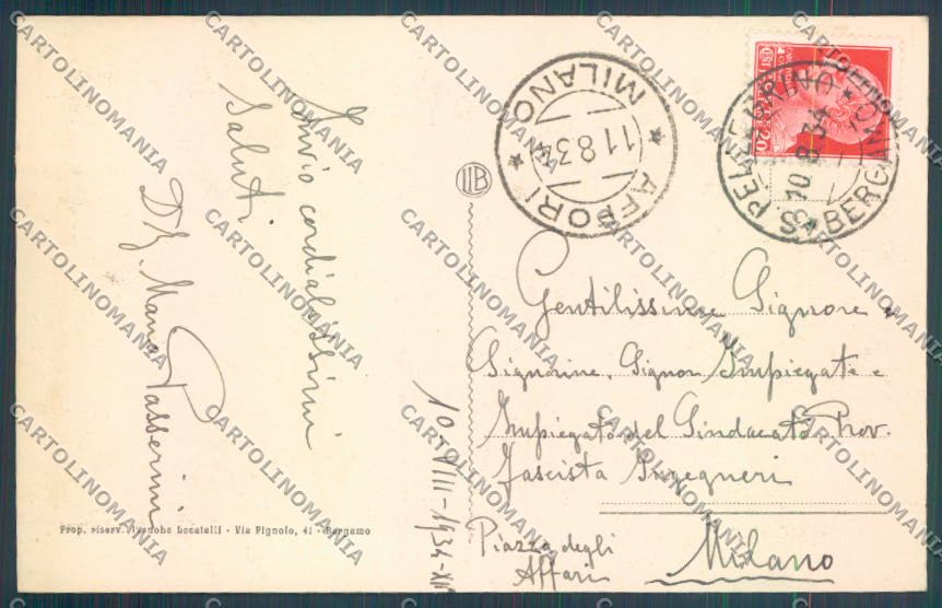 Bergamo San Pellegrino cartolina LQ4459 – retro