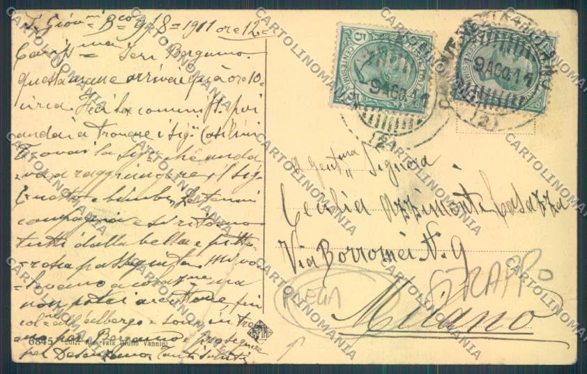 Bergamo San Pellegrino PIEGA STRAPPO cartolina LQ4474 – retro