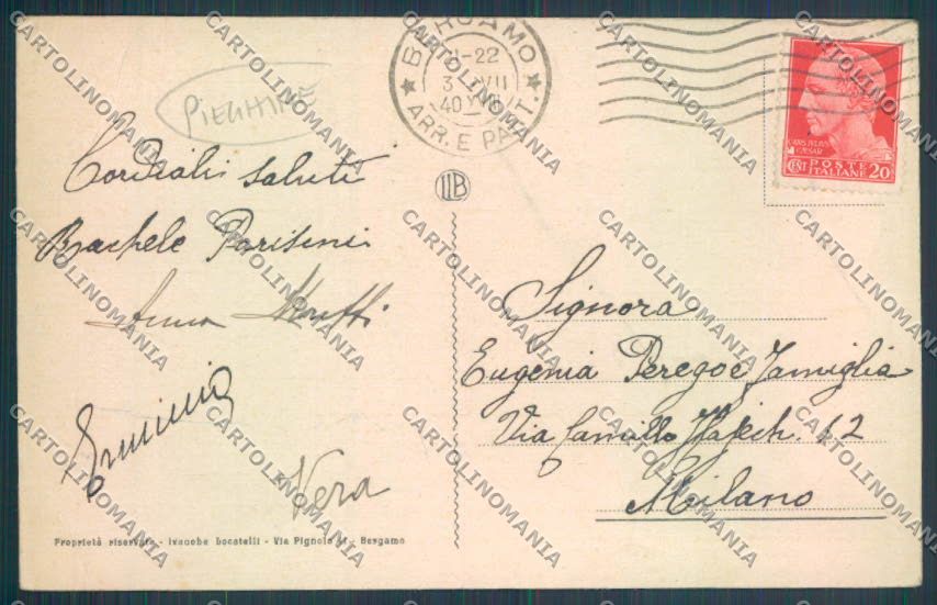 Bergamo San Pellegrino PIEGHINE cartolina LQ4532 – retro