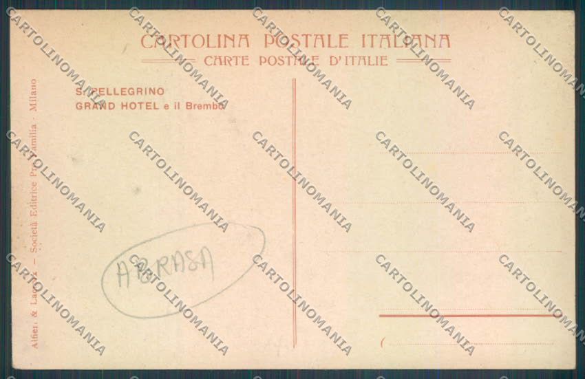 Bergamo San Pellegrino ABRASA cartolina LQ4538 – retro