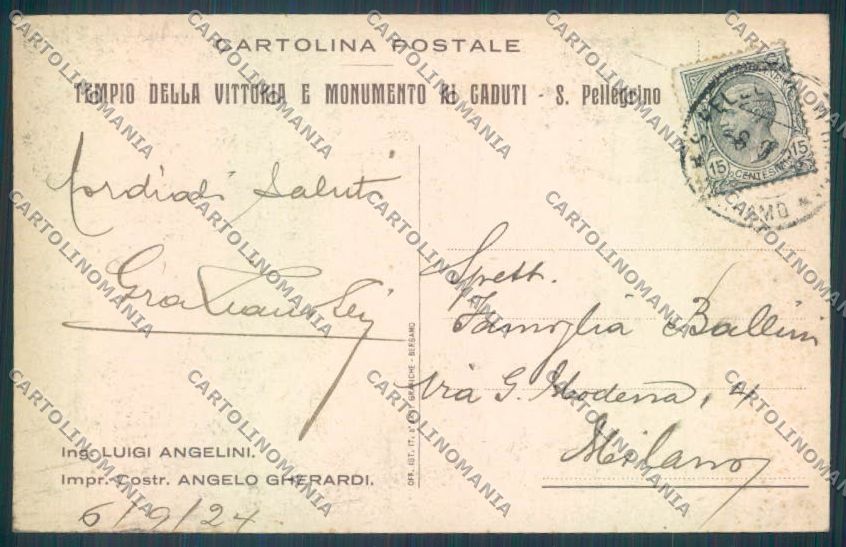 Bergamo San Pellegrino cartolina LQ4565 – retro