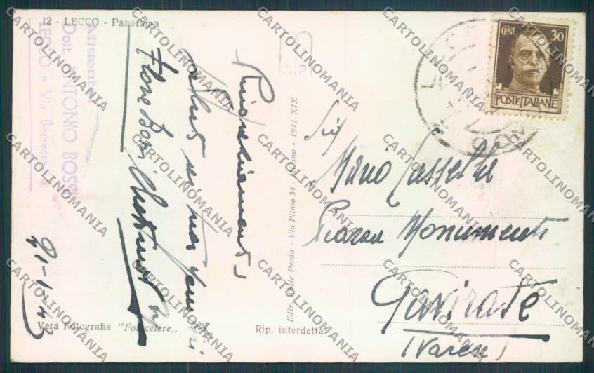 Lecco Città Manzoni Foto cartolina LQ4605 – retro