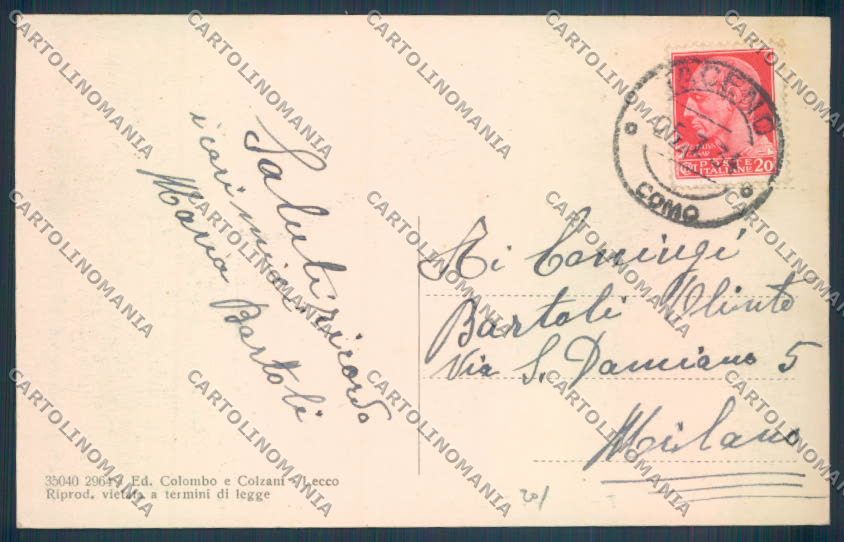 Lecco Bellano Tartavalle cartolina LQ4812 – retro