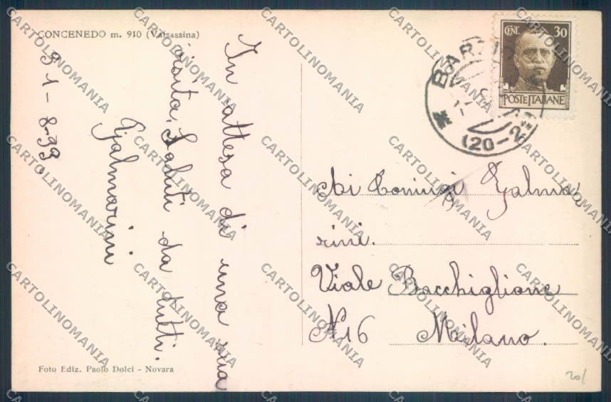Lecco Barzio Concenedo Foto cartolina LQ4820 – retro