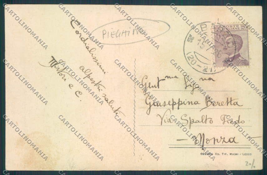 Lecco Barzio PIEGHINE cartolina LQ4870 – retro