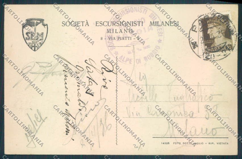 Lecco Moggio Piani di Bobbio Rifugio Nevicata cartolina LQ4924 – retro