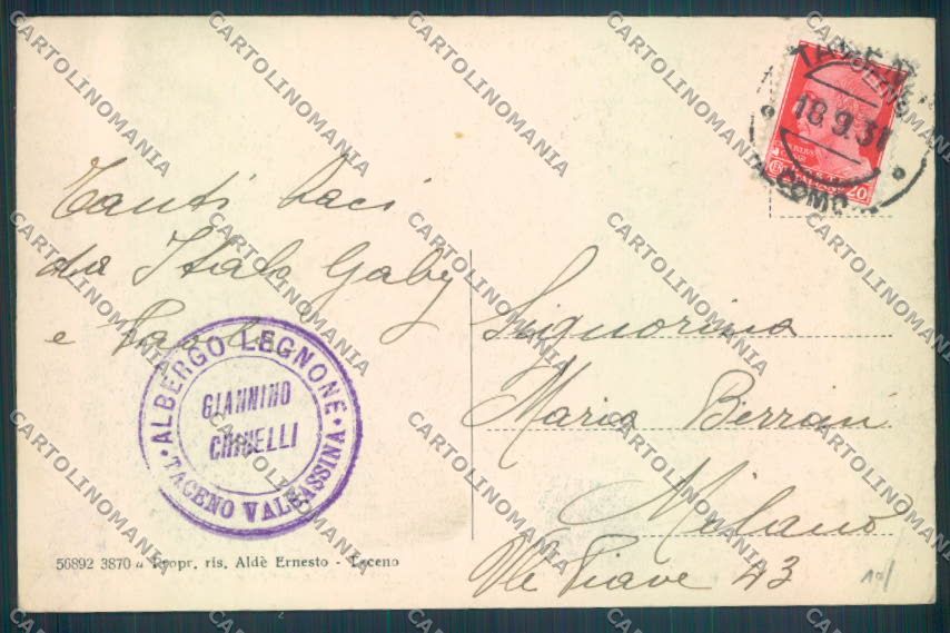 Lecco Taceno PIEGHINA cartolina LQ4926 – retro