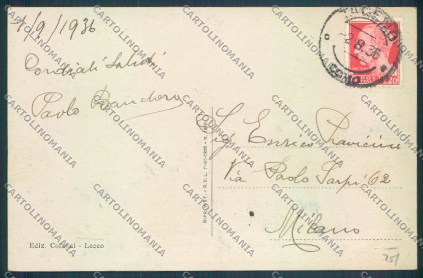 Lecco Taceno cartolina LQ4946 – retro