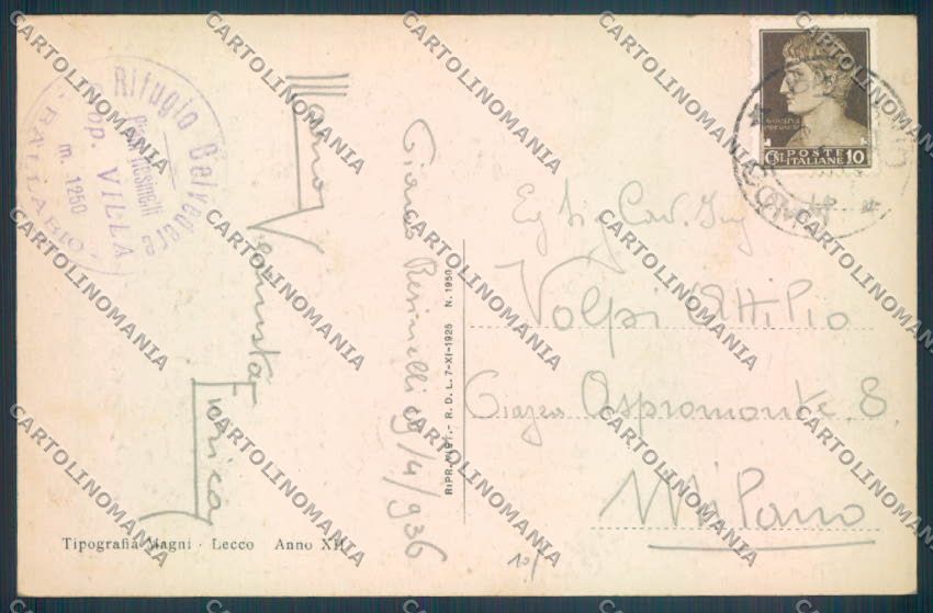 Lecco Grignetta Nevicata cartolina LQ5006 – retro