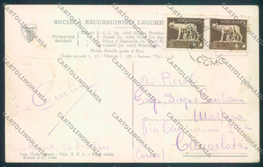Lecco Grigna cartolina LQ5009 – retro