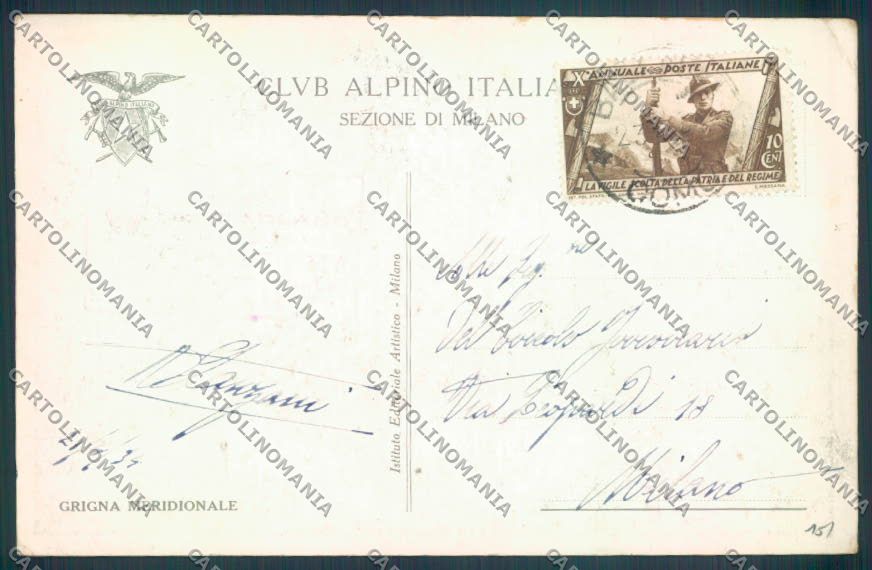Lecco Grigna CAI cartolina LQ5016 – retro
