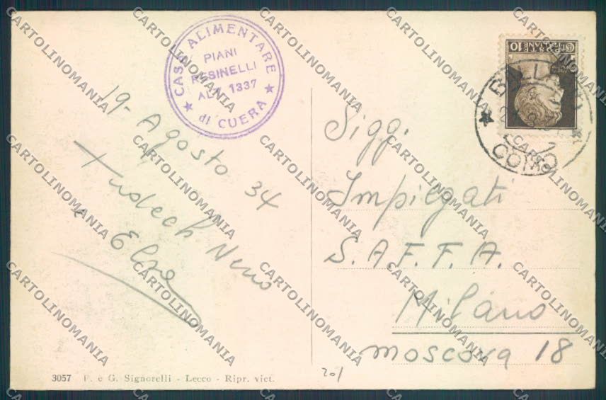 Lecco Grignetta cartolina LQ5025 – retro