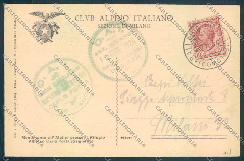 Lecco Grignetta Rifugio CAI Alpini cartolina LQ5062 – retro