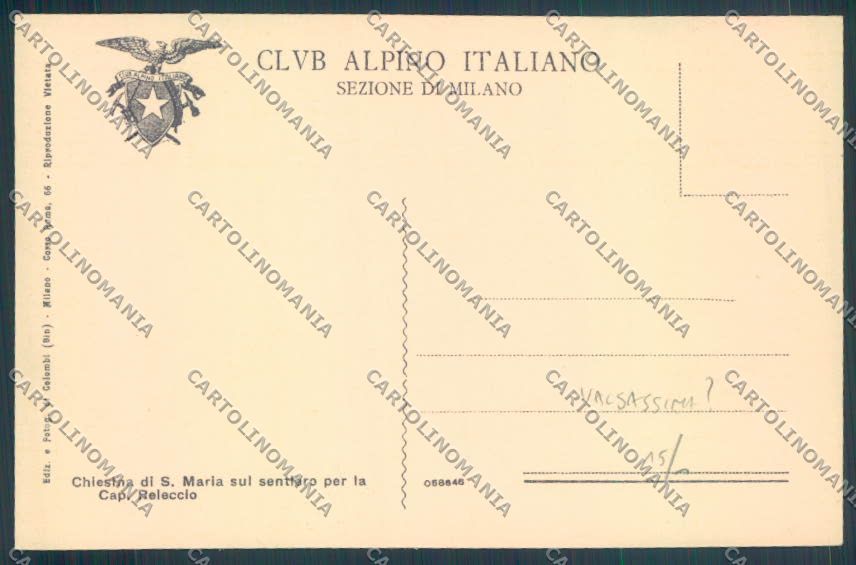 Lecco Valsassina CAI cartolina LQ5083 – retro