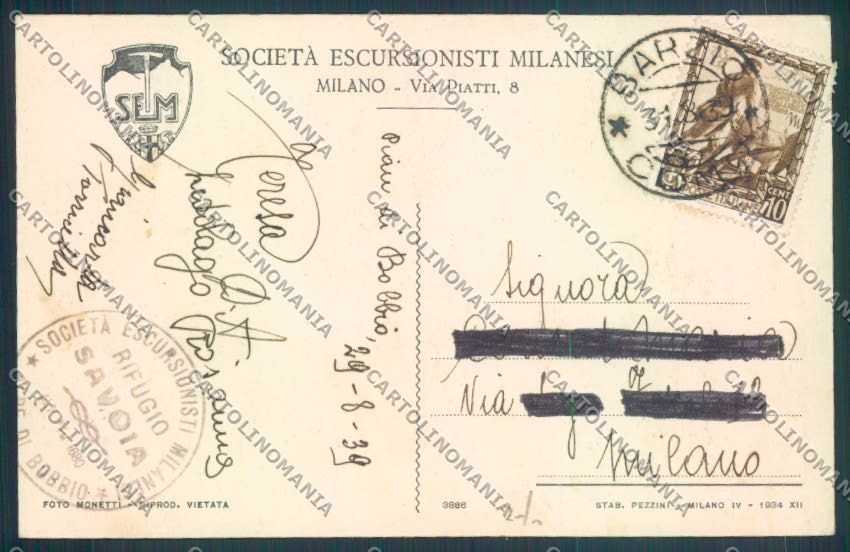 Lecco Moggio Piani di Bobbio Rifugio cartolina LQ5096 – retro