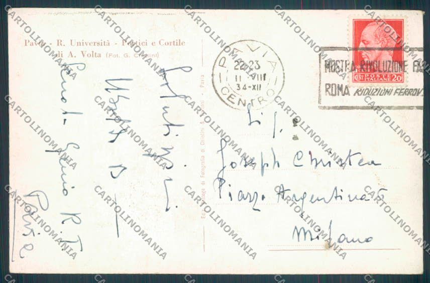 Pavia Città Università cartolina LQ5148 – retro