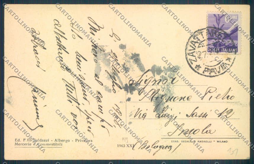 Pavia Zavattarello cartolina LQ5259 – retro