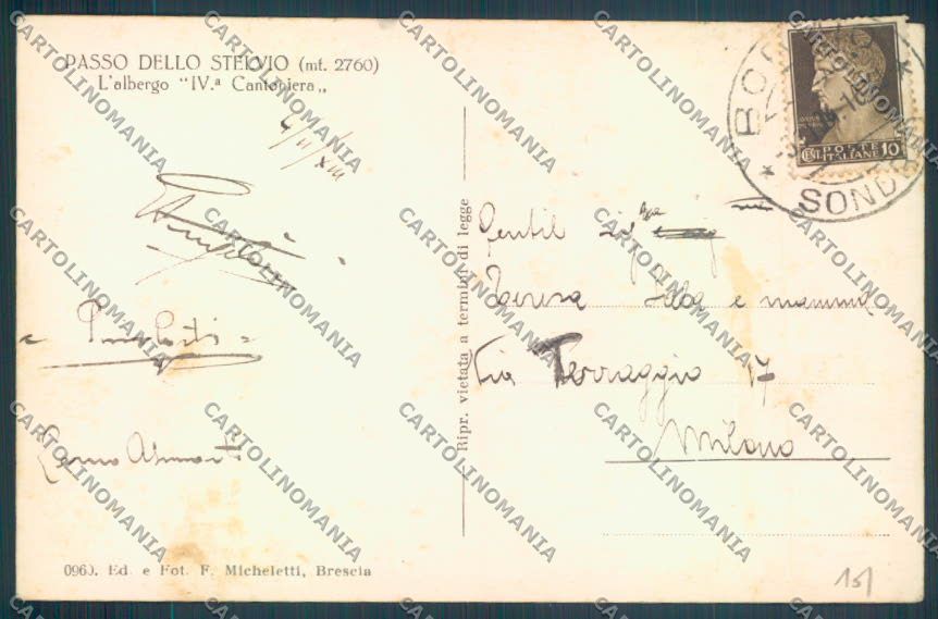 Sondrio Passo dello Stelvio Nevicata Sci Foto cartolina LQ5320 – retro