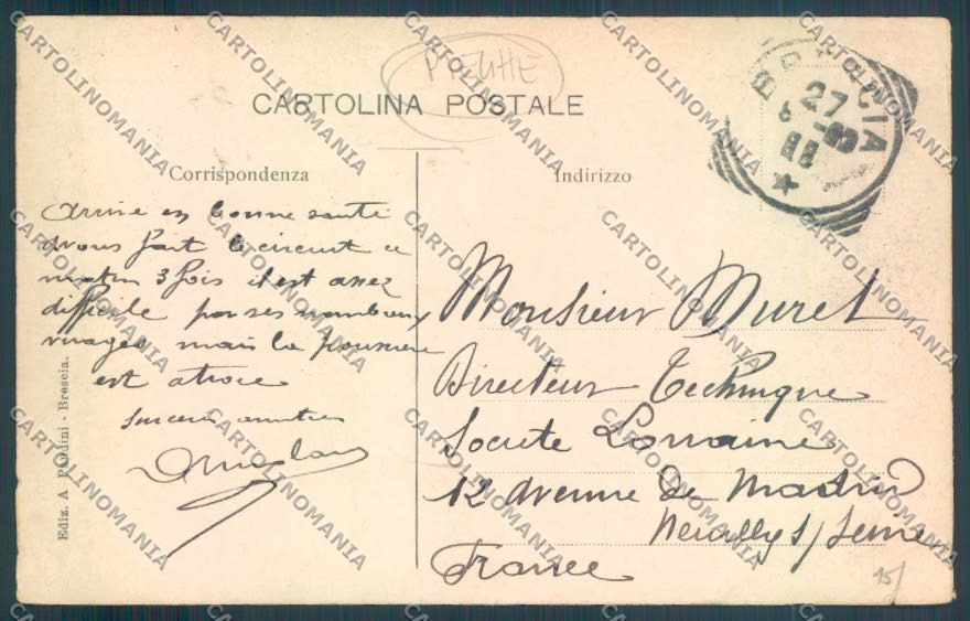 Brescia Città PIEGHE cartolina LQ5428 – retro