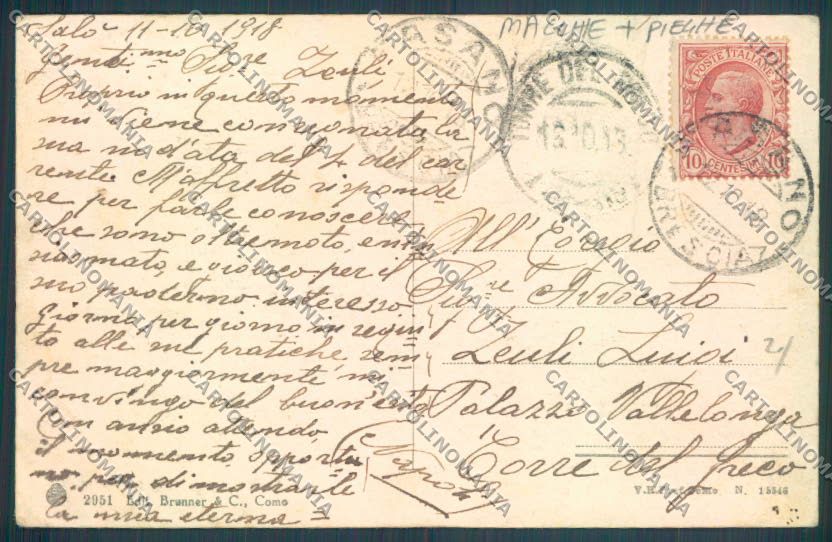 Brescia Salò Battello MACCHIE PIEGHE cartolina LQ5561 – retro