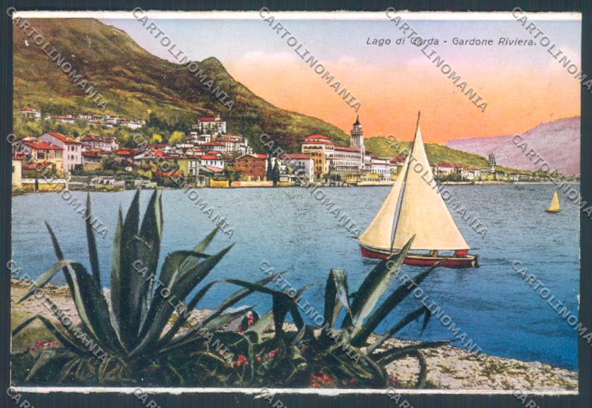 Brescia Gardone Riviera Barca cartolina LQ5573 – fronte