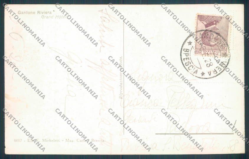 Brescia Gardone Riviera cartolina LQ5595 – retro