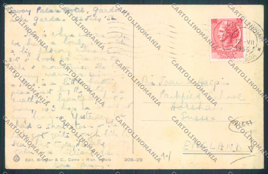 Brescia Gardone Riviera Barca PIEGA cartolina LQ5598 – retro