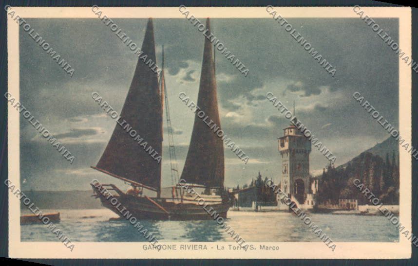 Brescia Gardone Riviera Barca cartolina LQ5619 – fronte