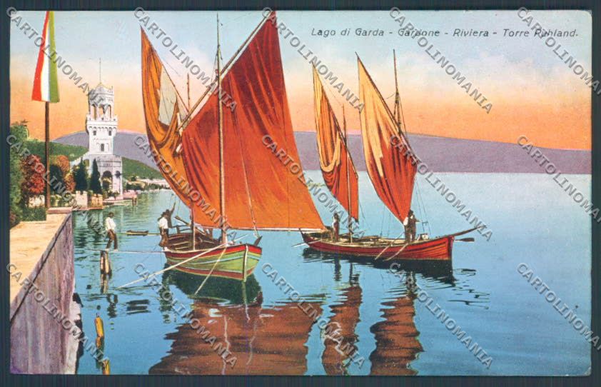 Brescia Gardone Riviera Barca cartolina LQ5642 – fronte