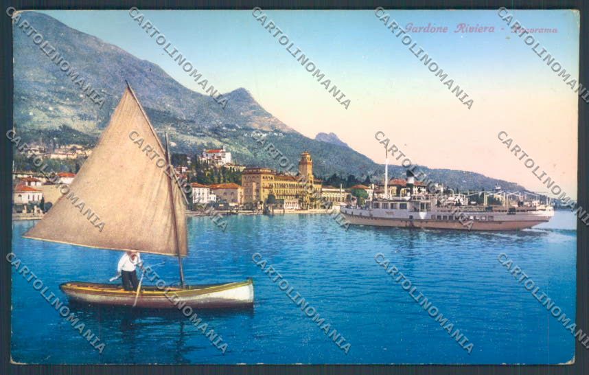 Brescia Gardone Riviera Barca Battello PIEGA cartolina LQ5655 – fronte