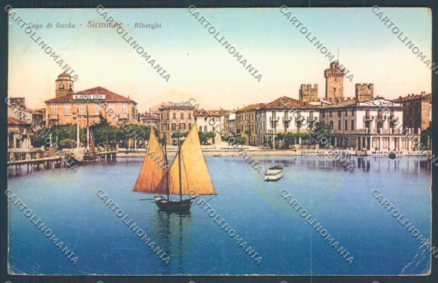 Brescia Sirmione Barca PIEGHE cartolina LQ5827 – fronte