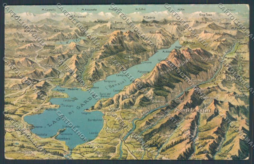 Brescia Lago di Garda Mappa cartolina LQ5985 – fronte