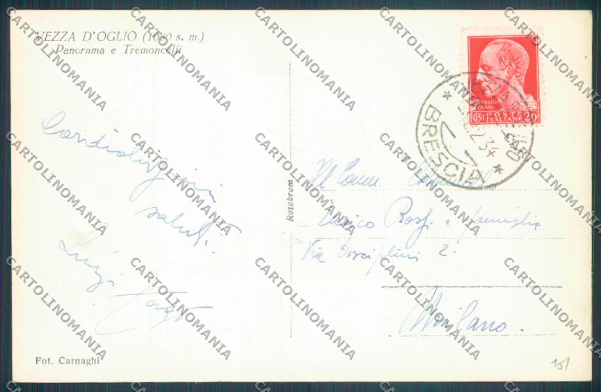 Brescia Vezza d'Oglio Foto cartolina LQ6076 – retro